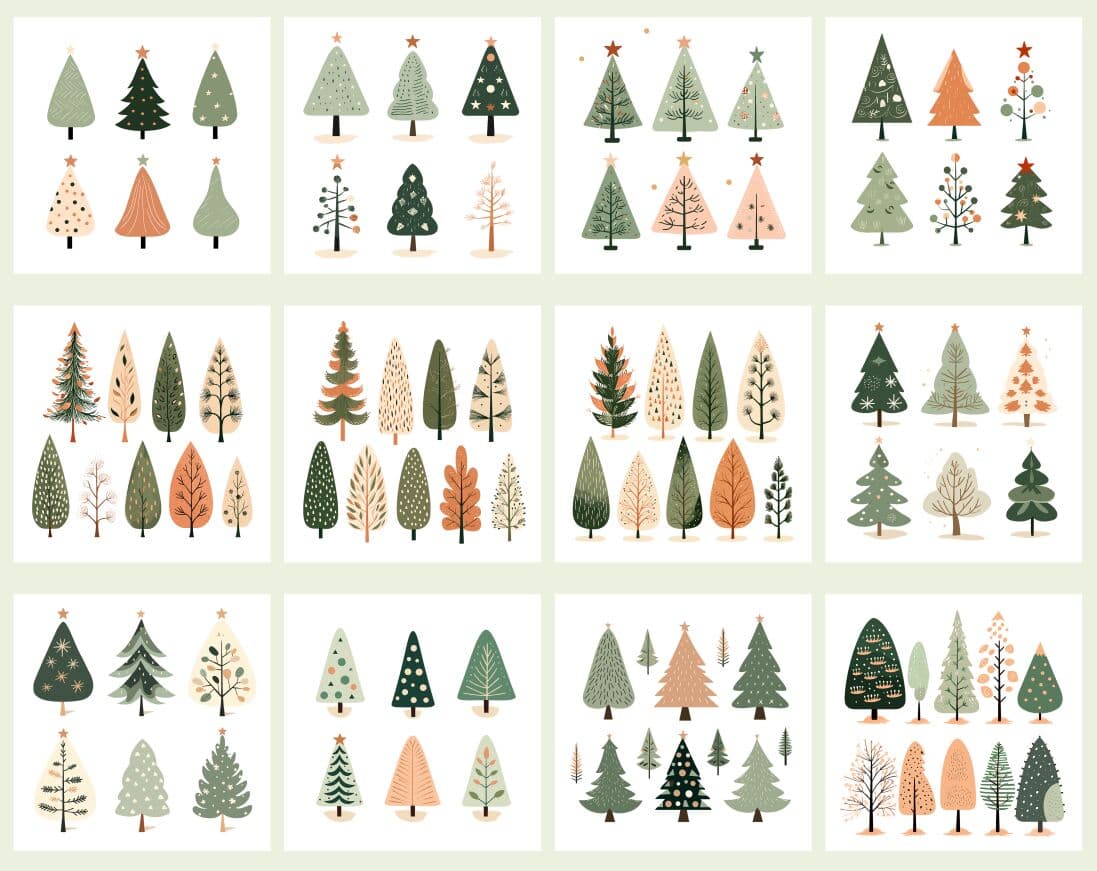 Christmas trees and normal trees Illustration